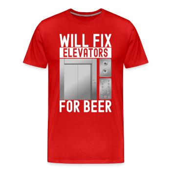 Elevator Mechanic Aufzugsmechaniker - Men's Premium Organic T-Shirt - red - Front - Damien (186cm)