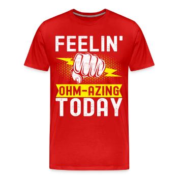 Électricien Technicien en électronique - T-shirt bio Premium Homme - rouge - Devant - Damien (186cm)