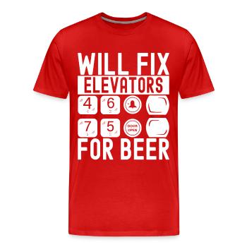 Elevator Mechanic Aufzugsmechaniker - Men's Premium Organic T-Shirt - red - Front - Damien (186cm)