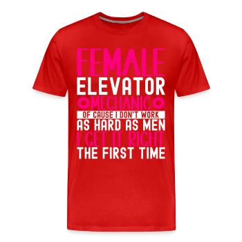 Elevator Mechanic Aufzugsmechaniker - Men's Premium Organic T-Shirt - red - Front - Damien (186cm)