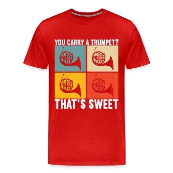 Horn Blechblasinstrument - Männer Premium Bio T-Shirt - Rot - Vorne - Damien (186cm)