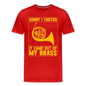 Horn Blechblasinstrument - Männer Premium Bio T-Shirt - Rot - Vorne - Damien (186cm)