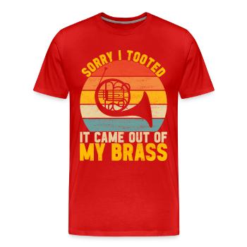 Horn Blechblasinstrument - Männer Premium Bio T-Shirt - Rot - Vorne - Damien (186cm)