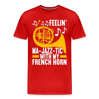 Horn Blechblasinstrument - Männer Premium Bio T-Shirt - Rot - Vorne - Damien (186cm)