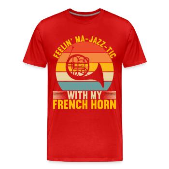 Horn Blechblasinstrument - Männer Premium Bio T-Shirt - Rot - Vorne - Damien (186cm)