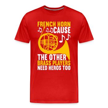 Horn Blechblasinstrument - Männer Premium Bio T-Shirt - Rot - Vorne - Damien (186cm)