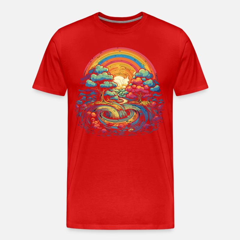 Regenbogen Wunderwelt - Männer Premium Bio T-Shirt - Rot