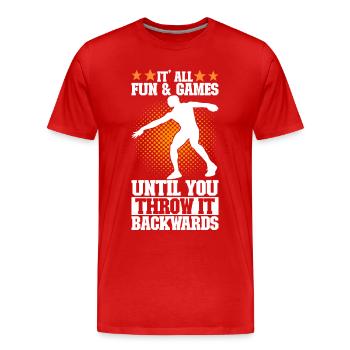 Discus thrower Discus throw - Men's Premium Organic T-Shirt - red - Front - Damien (186cm)