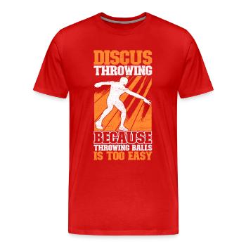 Discus thrower Discus throw - Men's Premium Organic T-Shirt - red - Front - Damien (186cm)