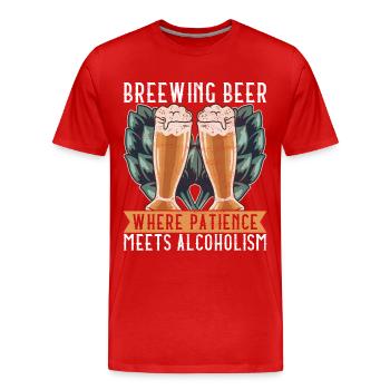 Brassage de bière Brassage de bière - T-shirt bio Premium Homme - rouge - Devant - Damien (186cm)