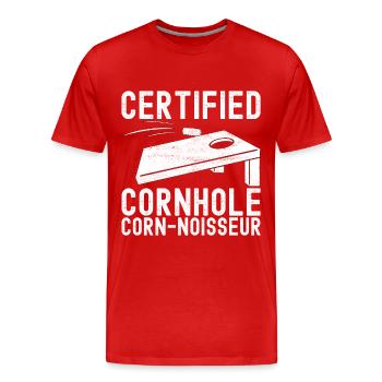 Cornhole Player Cornhole Board - Men's Premium Organic T-Shirt - red - Front - Damien (186cm)