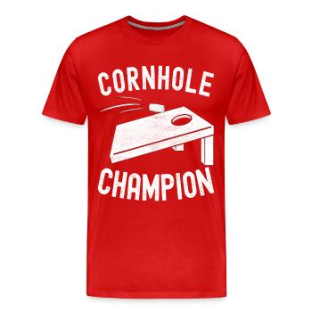 Cornhole Player Cornhole Board - Men's Premium Organic T-Shirt - red - Front - Damien (186cm)