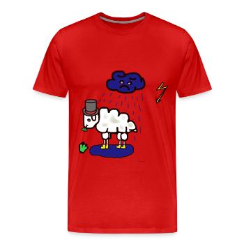 Mauvais temps : moutons, nuages de pluie, pluie, mouton - T-shirt bio Premium Homme - rouge - Devant - Damien (186cm)