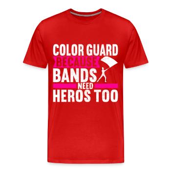 Drapeau agitant la fanfare garde de couleur - T-shirt bio Premium Homme - rouge - Devant - Damien (186cm)