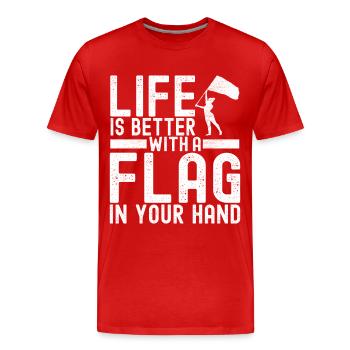 Drapeau agitant la fanfare garde de couleur - T-shirt bio Premium Homme - rouge - Devant - Damien (186cm)