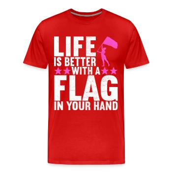 Drapeau agitant la fanfare garde de couleur - T-shirt bio Premium Homme - rouge - Devant - Damien (186cm)