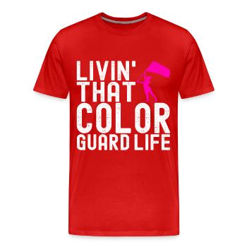 Drapeau agitant la fanfare garde de couleur - T-shirt bio Premium Homme - rouge - Devant - Damien (186cm)