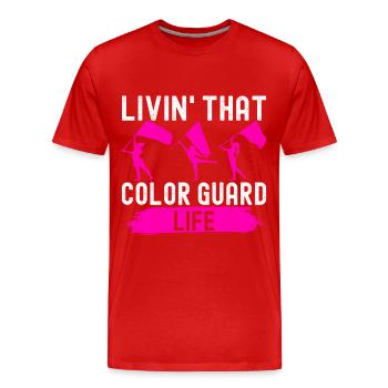Drapeau agitant la fanfare garde de couleur - T-shirt bio Premium Homme - rouge - Devant - Damien (186cm)