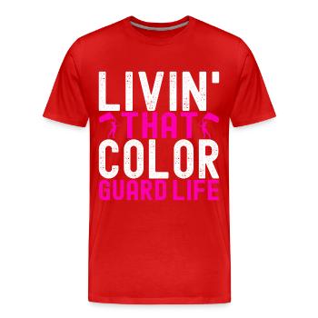 Drapeau agitant la fanfare garde de couleur - T-shirt bio Premium Homme - rouge - Devant - Damien (186cm)