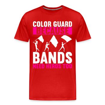Drapeau agitant la fanfare garde de couleur - T-shirt bio Premium Homme - rouge - Devant - Damien (186cm)