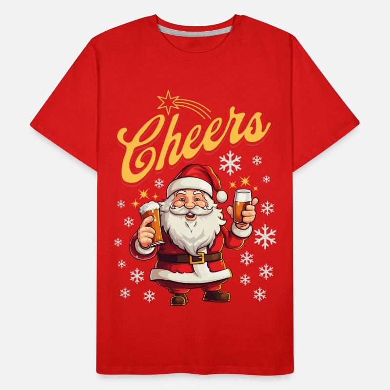 Weihnachtsmann Alkohol Bier Glühwein Schnaps Prost Männer Premium Bio T-Shirt