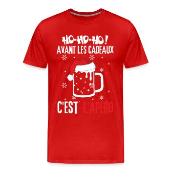 Cadeaux de Noël et Apéro - T-shirt bio Premium Homme - rouge - Devant - Damien (186cm)