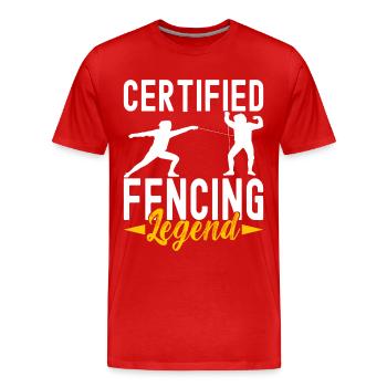 Fechten Fechtsport - Männer Premium Bio T-Shirt - Rot - Vorne - Damien (186cm)