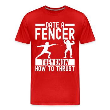 Fechten Fechtsport - Männer Premium Bio T-Shirt - Rot - Vorne - Damien (186cm)
