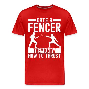 Fechten Fechtsport - Männer Premium Bio T-Shirt - Rot - Vorne - Damien (186cm)