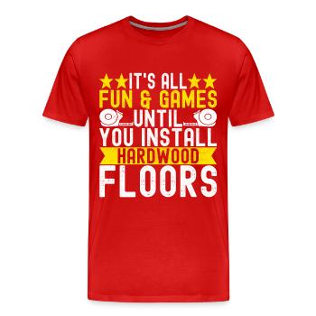liesenleger floor layer - Men's Premium Organic T-Shirt - red - Front - Damien (186cm)