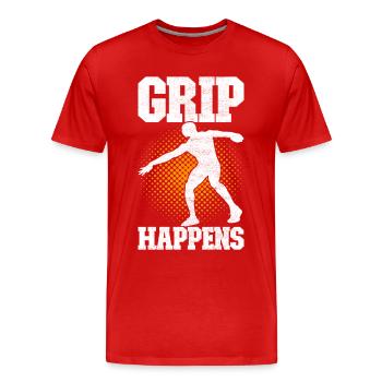 Discus thrower discus throw - Men's Premium Organic T-Shirt - red - Front - Damien (186cm)