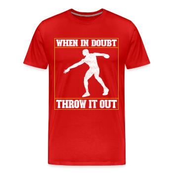 Discus thrower discus throw - Men's Premium Organic T-Shirt - red - Front - Damien (186cm)