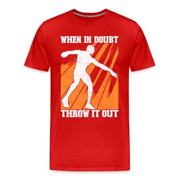 Diskuswerfer Diskuswerfen - Männer Premium Bio T-Shirt - Rot - Vorne - Damien (186cm)