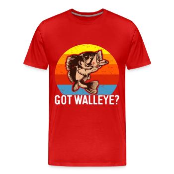 Walleye Fishing Angler - Men's Premium Organic T-Shirt - red - Front - Damien (186cm)
