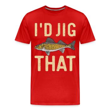 Walleye Fishing Angler - Men's Premium Organic T-Shirt - red - Front - Damien (186cm)