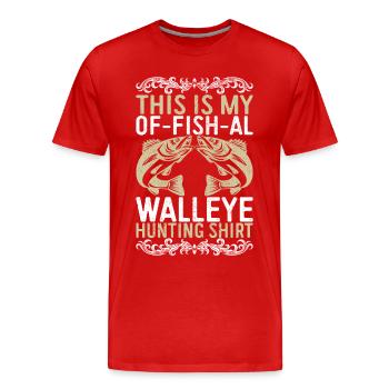 Walleye Fishing Angler - Men's Premium Organic T-Shirt - red - Front - Damien (186cm)