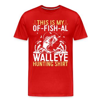 Walleye Fishing Angler - Men's Premium Organic T-Shirt - red - Front - Damien (186cm)