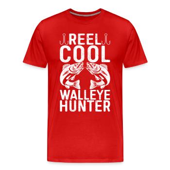 Walleye Fishing Angler - Men's Premium Organic T-Shirt - red - Front - Damien (186cm)