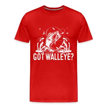 Walleye Fishing Angler - Men's Premium Organic T-Shirt - red - Front - Damien (186cm)