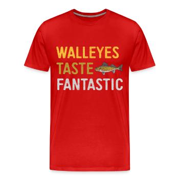 Walleye Fishing Angler - Men's Premium Organic T-Shirt - red - Front - Damien (186cm)