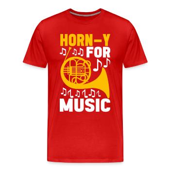 Horn Blechblasinstrument - Männer Premium Bio T-Shirt - Rot - Vorne - Damien (186cm)
