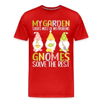 Garden Gnomes Gardening - Men's Premium Organic T-Shirt - red - Front - Damien (186cm)