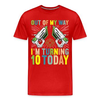 Laser Tag Anniversaire Joueur de Laser Tag - T-shirt bio Premium Homme - rouge - Devant - Damien (186cm)