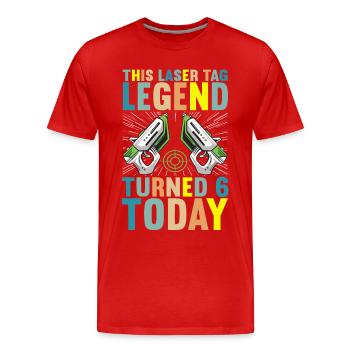 Laser Tag Birthday Laser Tag Player - Men's Premium Organic T-Shirt - red - Front - Damien (186cm)