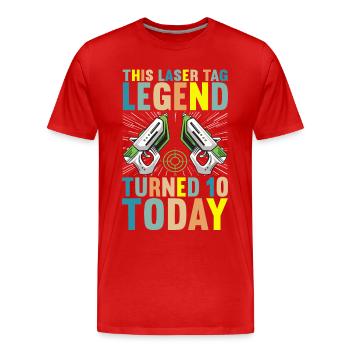 Laser Tag Anniversaire Laser Tag Joueur - T-shirt bio Premium Homme - rouge - Devant - Damien (186cm)