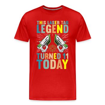 Laser Tag Anniversaire Laser Tag Joueur - T-shirt bio Premium Homme - rouge - Devant - Damien (186cm)