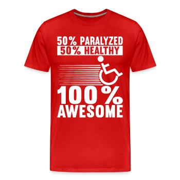 Personnes en fauteuil roulant Fauteuil roulant - T-shirt bio Premium Homme - rouge - Devant - Damien (186cm)