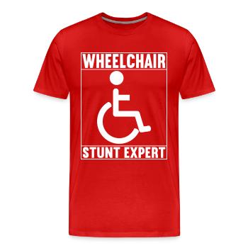 Personnes en fauteuil roulant Fauteuil roulant - T-shirt bio Premium Homme - rouge - Devant - Damien (186cm)