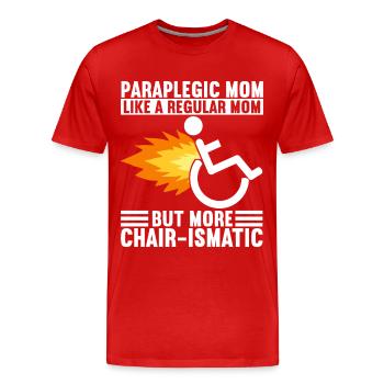Personnes en fauteuil roulant Fauteuil roulant - T-shirt bio Premium Homme - rouge - Devant - Damien (186cm)