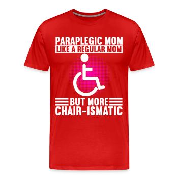 Personnes en fauteuil roulant Fauteuil roulant - T-shirt bio Premium Homme - rouge - Devant - Damien (186cm)